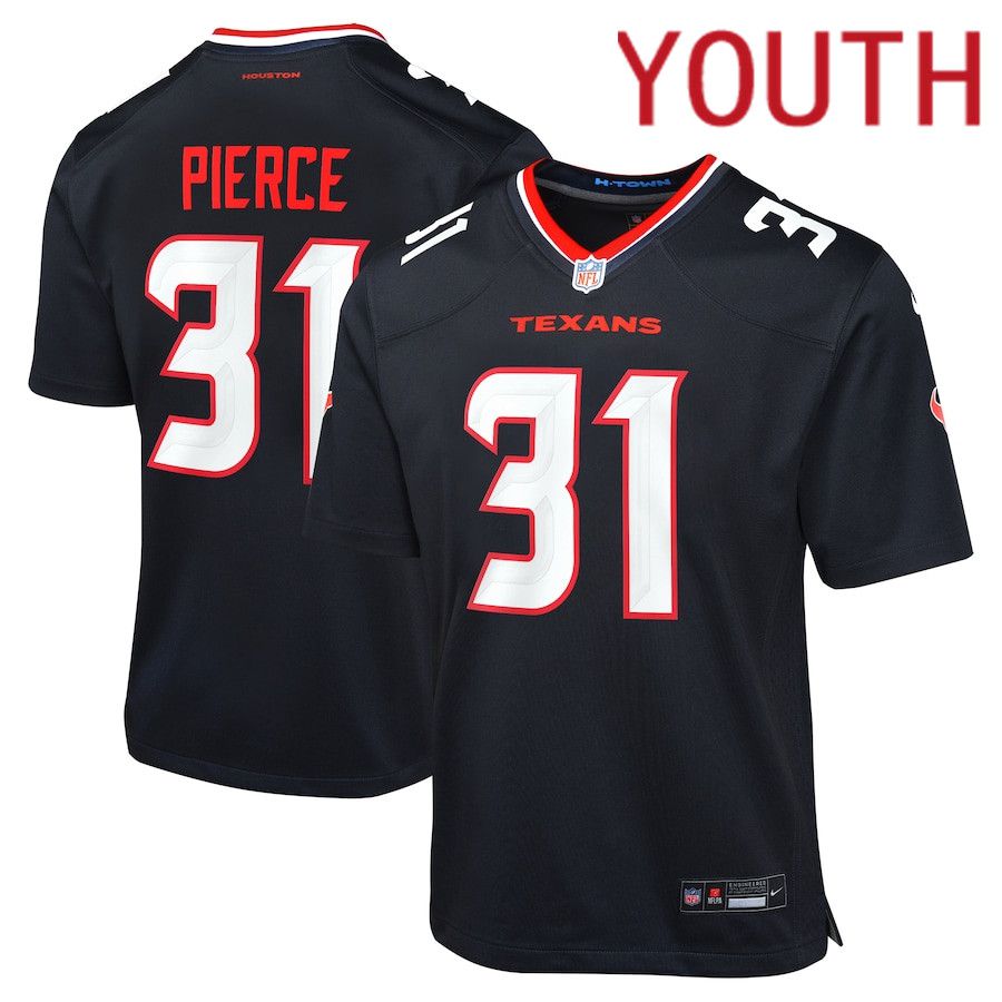 Youth Houston Texans 31 Dameon Pierce Nike Navy Game NFL Jersey